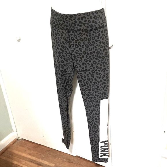 VICTORIAS SECRET PINK Stretch Grey Cheetah Animal Print Yoga Leggings Medium - Picture 6 of 14